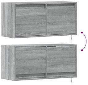 szürke sonoma színű fali TV-szekrény LED-del 80x31x35 cm