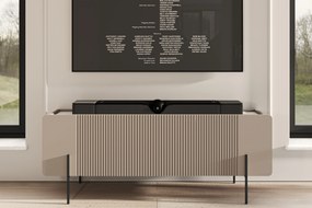 Malmi TV szekrény 150 cm fém lábakon – kasmír / krém bianca / fekete lábak