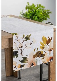 Tavaszi virágmintás pamut asztali futó Natúr 40x180 cm