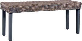 vidaXL szürke természetes kubu rattan és tömör mahagóni fa pad 110 cm
