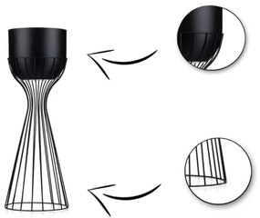 Fém virágcserép LOFT 46x20 cm fekete