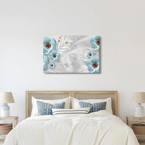 Kép - 3D kék virágok (90x60 cm)