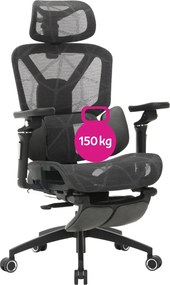 Irodai szék, sötétszürke/fekete, teherbírás 150 kg, VILMER