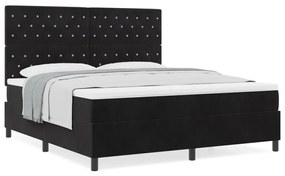 Boxspring Ágy Mattal Fekete Szuper King Bársony