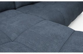 ALMADA kinyitható L-alakú kárpitozott sarokkanapé tárolóval, balos, kék