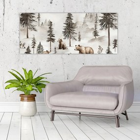 Kép - Erdő medvékkel (120x50 cm)