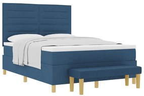 Boxspring Ágy Matraccal és Pad Kék 160x200 cm Szövet