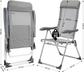 Deuba 4 darabos kempingszék szett - ezüst