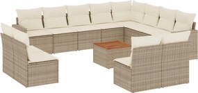 vidaXL 13 részes bézs polyrattan kerti ülőgarnitúra párnákkal