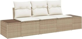 vidaXL Kanapé Szett párnával 3 pcs Bézs polirattan