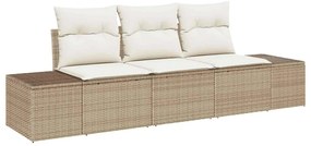 vidaXL Kanapé Szett párnával 3 pcs Bézs polirattan