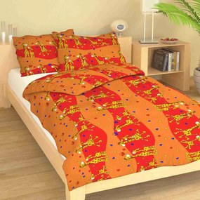 ZSIRÁF gyermek pamut ágynemű narancssárga Ágynemű mérete: 90x135 cm, A csomag tartalma: Készletcsomagolás