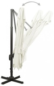 homokszínű dupla tetejű konzolos napernyő 300 x 300 cm