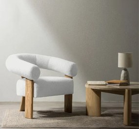 Fehér design fotel KOKEI, tölgy