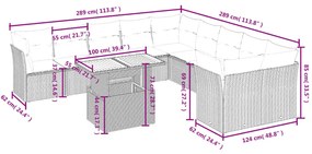 11 részes fekete polyrattan kerti ülőgarnitúra párnákkal