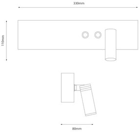 LED fali spotlámpa RESORT LED/10W/230V + LED/3W fehér, jobb oldali