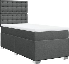 vidaXL sötétszürke szövet rugós ágy matraccal 90 x 200 cm