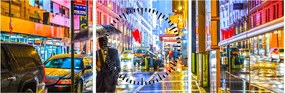 Kép - Város neonfényben (órával) (90x30 cm)
