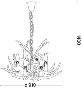 Ideal Lux - CHALET csillár láncon 8xE14/40W/230V szarvasagancs