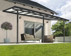 Féltetős alumínium pergola P-496-1 antracit átlátszó tetővel 303 cm x 496 cm