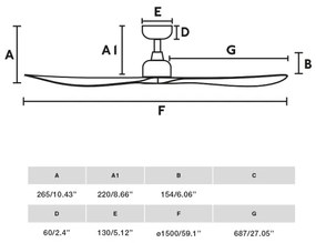 FARO 34361WT - Mennyezeti ventilátor OUTWOOD L barna/fehér, átmérő 150 cm WT IP44 + távirányító