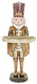 Karácsonyi diótörő figura tálcával 34,5 cm antikolt arany