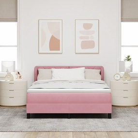 Boxspring Ágy Mattal Rózsaszín 140x190 cm Bársony