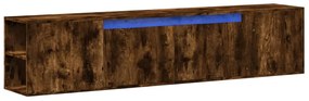 füstös tölgy színű fali TV-szekrény LED-del 180 x 31 x 39,5 cm