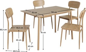 Étkezőgarnitúra 1+4, természetes tölgy, LAMIR