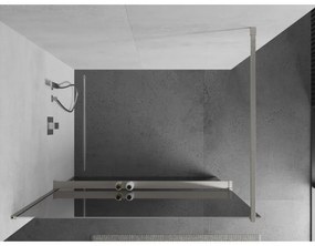 Mexen Kioto+, Walk-In zuhany paraván polccal és akasztóval 90 x 200 cm, 8 mm-es üveg tükör mintával, csiszolt acél profil, 800-090-121-97-50
