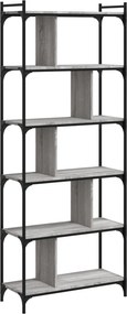 vidaXL 6 szintes szürke sonoma színű fa könyvespolc 76 x 32 x 192 cm