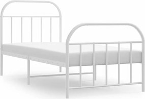 vidaXL fehér fém ágykeret fej- és lábtámlával 90 x 190 cm