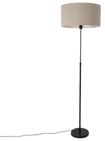 Állólámpa fekete állítható boucle ernyővel taupe 50 cm - Parte