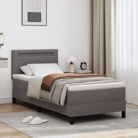 Boxspring ágy matracszal szürkében, 100 x 200 cm, műbőr