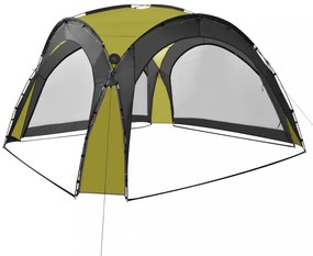 zöld rendezvénysátor LED-del és 4 oldalfallal 3,6 x 3,6 x 2,3 m