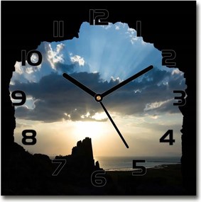 Csendes üveg falióra Naplemente 30x30 cm