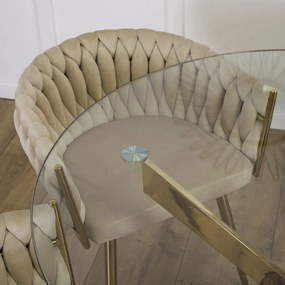 Elegáns Étkezőastzal Üveg/Aranya. SALLO 110 cm