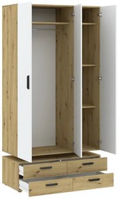 BASIC Gardróbszekrény Tölgy/Fehér Színben 110 cm 3D4S