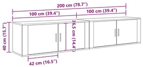 vidaXL Fali TV szekrény szett 2 pcs Artisan tölgy 100 x 34,5 x 40 cm