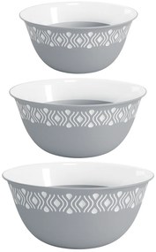STEFANPLAST Műanyag tál Tosca, fehér/szürke 3 darabos készlet fedél nélkül