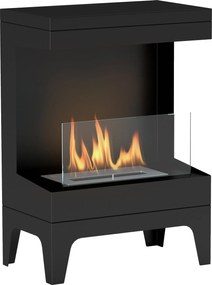 HOMCOM Bioetanol Kandalló, Szabadonálló Bioetanol Kályha 0.9 L Rozsdamentes Acél Oltóégővel, 3.3 Órás Égési Idő, Beléptető 15-20 m², 38x22x54 cm, Feke