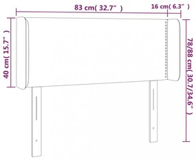 sötétszürke bársony LED-es fejtámla 83 x 16 x 78/88 cm