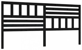 fekete tömör fenyőfa ágyfejtámla 186 x 4 x 100 cm