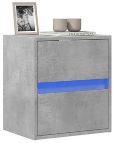 betonszürke falra szerelhető TV-szekrény LED-del 41x31x45 cm
