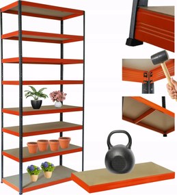 Tárolószekrény fém állvány Helios 270x110x45cm 8Px175kg Tömör