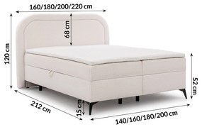 Fehér ágyneműtartós boxspring ágy 180x200 cm Ornes – Ropez