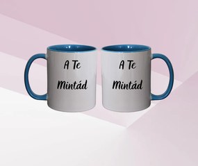 Egyedi Mintájú Fehér Bögre Fekete Belsővel és Füllel