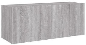 szürke sonoma színű fali TV-szekrény LED-ekkel 100 x 35 x 41 cm