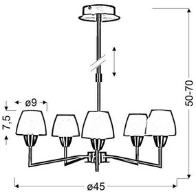TOGO rúdra szerelt csillár 5xG9/40W/230V matt króm/fehér