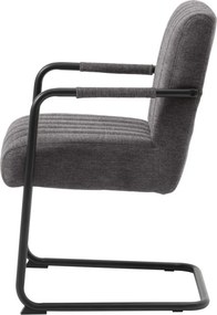 Trout karfás design szék, sötétszürke, fekete fém láb